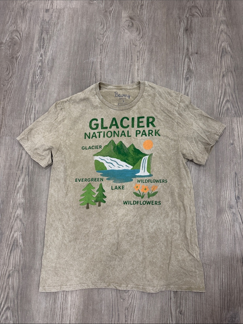 Balcony Glacier National Park Graphic Tee - Olive Green